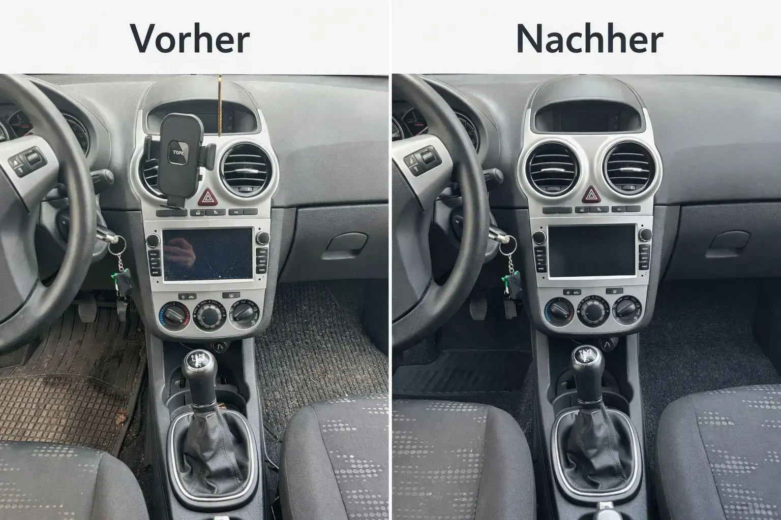 Auto-Innenreinigung Bremen – gereinigtes Cockpit vorher/nachher